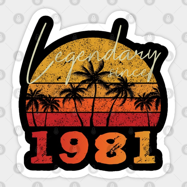 Retro Legendary since 1981 Saying Birthday Design Sticker by Dustwear Design